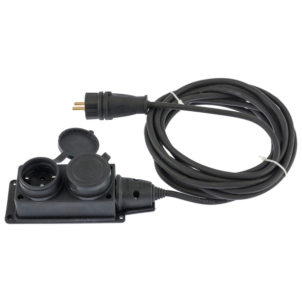 Удлинитель электрический силовой, 10 м, 2 розетки, КГ 3x1,5 мм, 16 А, тип УХЗ-16 DENZEL 96020