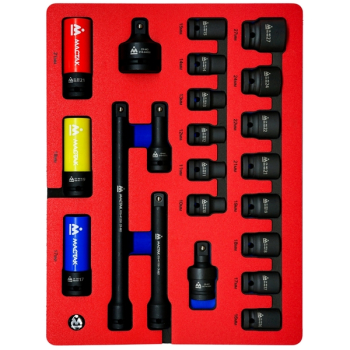 Набор ударных торцевых головок 1/2", шестигранные, 10-27 мм, ложемент, 22 предмета, МАСТАК 5-054022