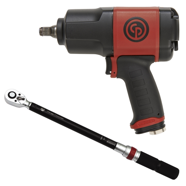 Гайковерт ударный пневматический квадрат 1/2 дюйма 1250 Нм Chicago Pneumatic CP7748K и динамометрический ключ 1/2 дюйма CP8915