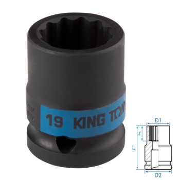 KING TONY 453019M Головка торцевая ударная двенадцатигранная 1/2", 19 мм