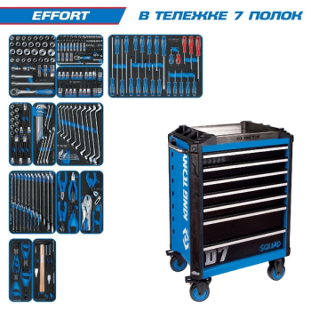 KING TONY 9SQ31-235MRV Набор инструментов "EFFORT" в синей тележке, 235 предметов KING TONY 9SQ31-235MRV Набор инструментов "EFFORT" в синей тележке, 235 предметов