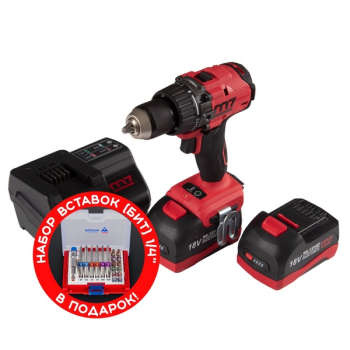 Аккумуляторная дрель-шуруповерт 18 В, импульсная, комплект, набор бит MIGHTY SEVEN DD-101AP