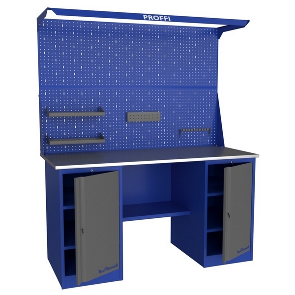 Верстак слесарный двухтумбовый с экраном и освещением Верстакофф PROFFI 216 T T Э2