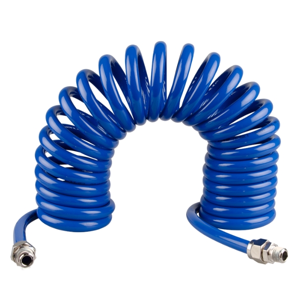 Шланг пневматический спиральный высокого давления 8x12 мм, 10 м, полиуретановый, резьба 1/4", King Tony 79953-10