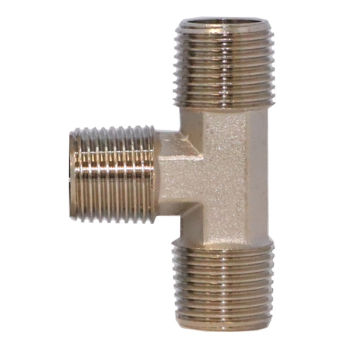 Тройник пневматический Т-образный M1/2"-M1/2"-M1/2", 1 шт, KraftWell KRW-TT12M3
