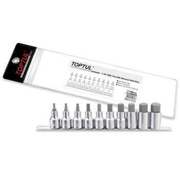 Набор торцевых насадок 1/2" HEX 4-19 мм, L=55 мм, 10 предметов, TOPTUL GAAG1005