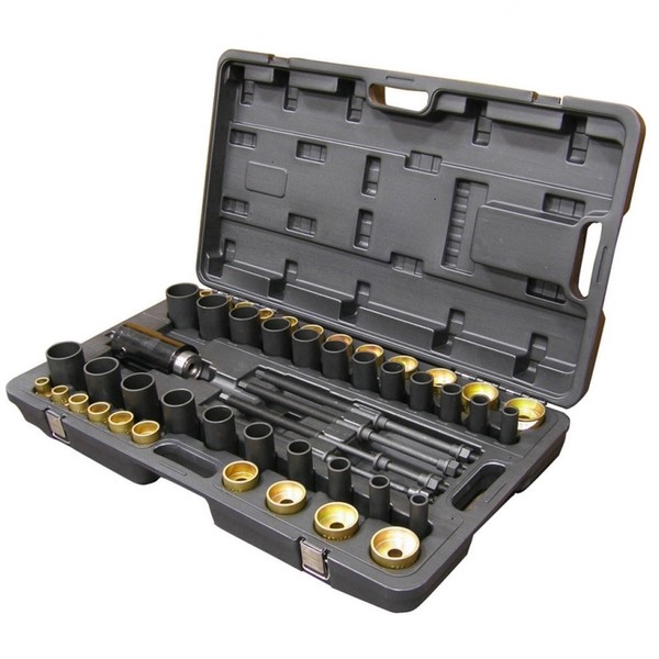 Набор оправок для монтажа и демонтажа сайлентблоков, гидравлический, 49 предметов МАСТАК 110-20049C