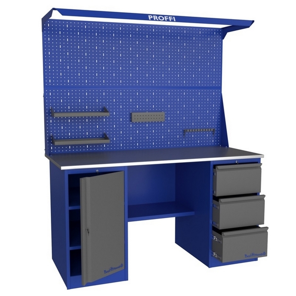 Верстак слесарный двухтумбовый с экраном и освещением Верстакофф PROFFI 216 T Д3 Э2