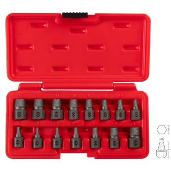 KING TONY 11015SQ Набор экстракторов, 3-14 мм, 1/8"-1/2", 15 предметов