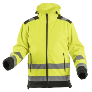Куртка сигнальная из softshell с капюшоном, желто-черная, размер L, HOEGERT Argen HT5K257-L