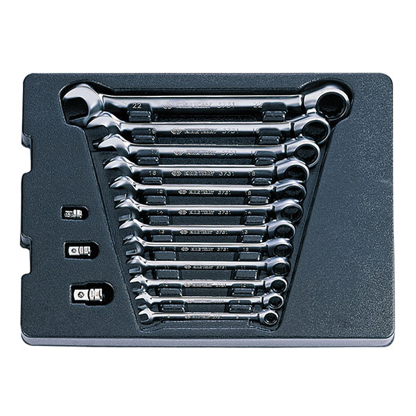 Набор ключей комбинированных трещоточных и адаптеры в ложементе King Tony 9-10115MR