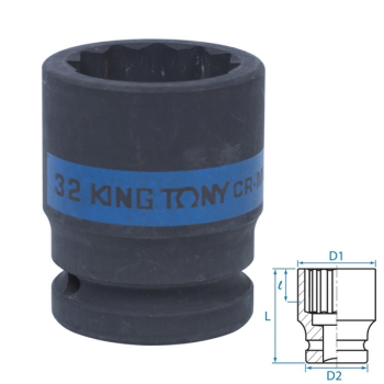 KING TONY 653032M Головка торцевая ударная двенадцатигранная 3/4", 32 мм