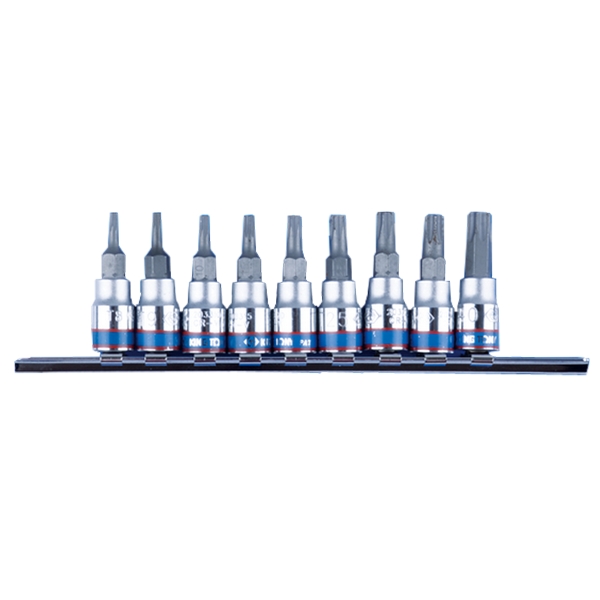KING TONY 2109PR Набор торцевых насадок 1/4 дюйма, TORX, Т8-Т40 мм, L=37 мм, 9 предметов