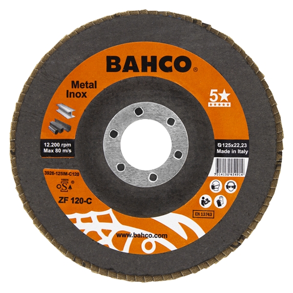 Диск лепестковый для металла и нержавеющей стали 125x22.23мм C120 BAHCO 3926-125IM-C120