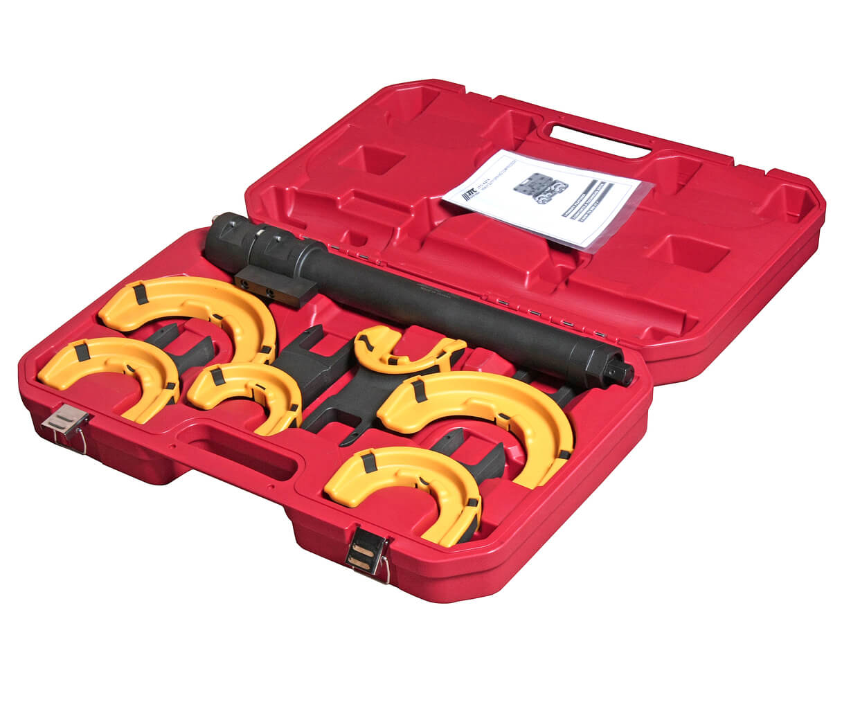 Набор инструментов для стяжки пружин с пневмоприводом (3 пары захватов, ход 317мм) в кейсе JTC-4274