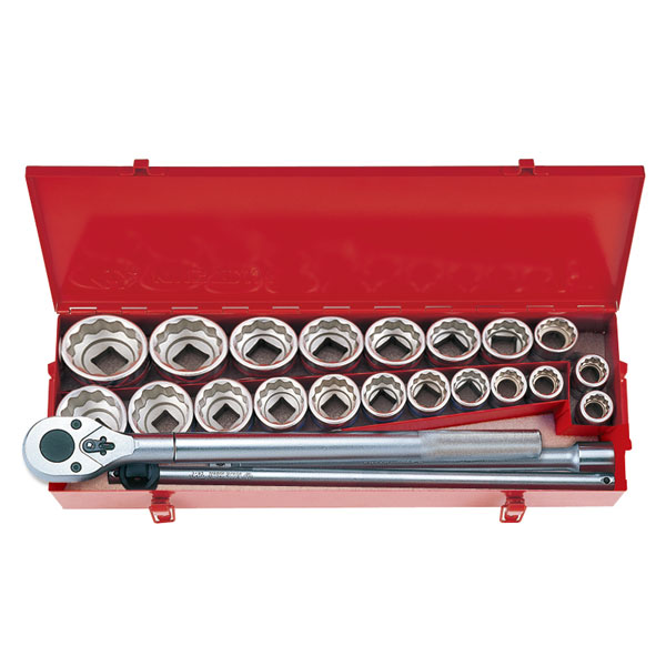 Набор торцевых головок 3/4 дюйма 22-50 мм, 1-2 дюйма, 24 предмета King Tony 6224CR