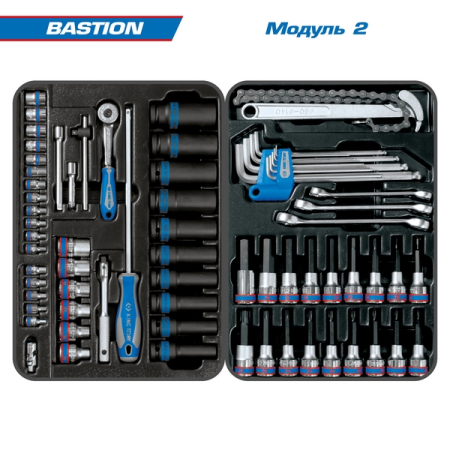 KING TONY 9G38-100MRR Набор инструментов "BASTION", 204 предмета, в красной тележке