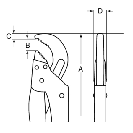 BAHCO 443 B Ключ трубный угловой, длина 430 мм, 2”