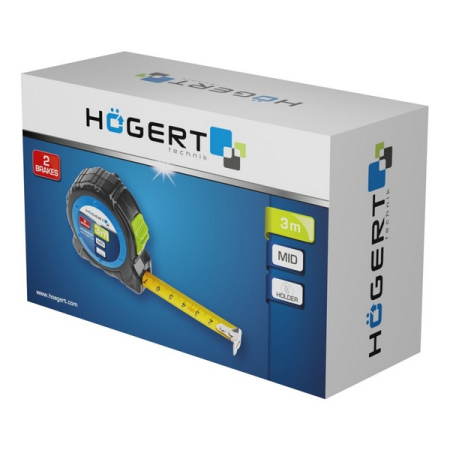 Рулетка измерительная 3 м, 16 мм, HOEGERT HT4M409 Рулетка измерительная 3 м, 16 мм, HOEGERT HT4M409