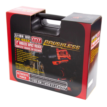 Гайковерт аккумуляторный ударный 1/2", 1700 Нм, 18 В, комплект, MIGHTY SEVEN DW-402A