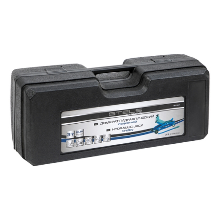 Подкатной гидравлический домкрат для автолюбителя, высокий подъем, 3 т, кейс, Stels 51157