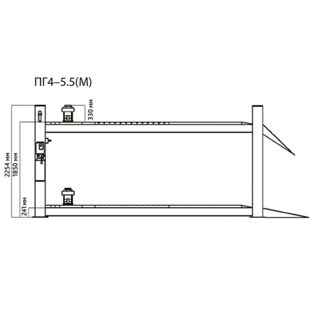 Подъемник 4-стоечный электрогидравлический, 5.5 т, для сход-развала, траверса, СТАНКОИМПОРТ ПГ4-5.5 (М) (380В)