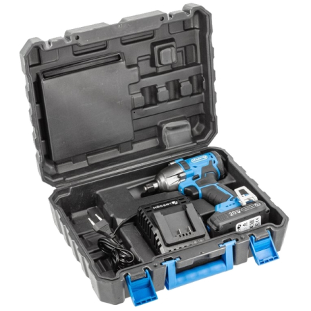 Гайковерт аккумуляторный ударный 1/2", 400 Нм, акк. 2.0 Ач и зар.устр., HOEGERT HT2E200