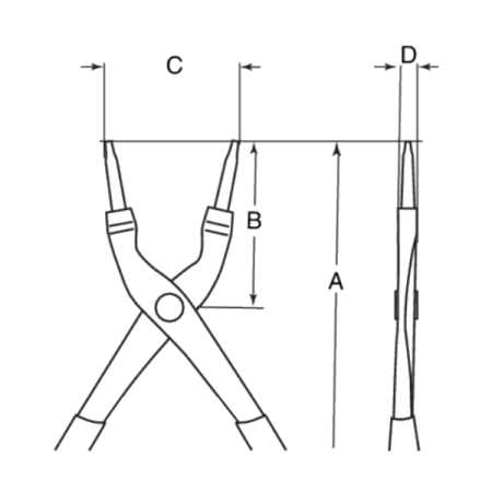 BAHCO 2900-300 Съемник внешних стопорных колец с прямыми губками, 295 мм