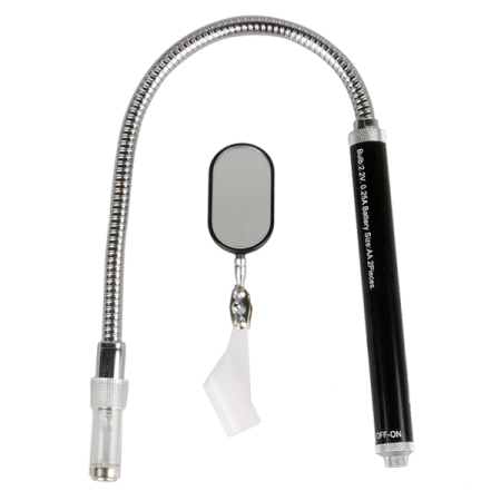 KING TONY 9TQ02 Зеркало, магнит, подсветка на гибком стержне, 450 мм