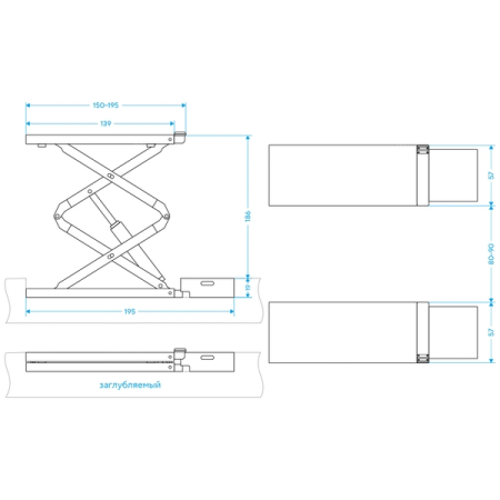 Nordberg N631-4B Подъемник ножничный электрогидравлический 4 т, 380 В, синий