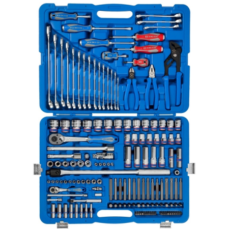 KING TONY P7553MR03 Набор инструментов универсальный, 153 предмета, в комплекте фонарь налобный