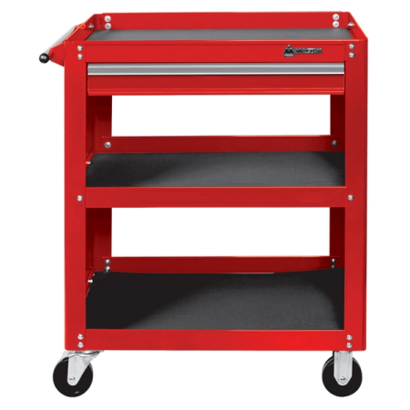 Тележка открытая «ОПТИМА», 3 полки и ящик, красная, МАСТАК 520-01580MR
