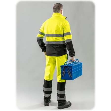 Куртка сигнальная из softshell, желто-серая, размер 3XL, HOEGERT Exter HT5K335-3XL