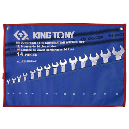 Набор ключей комбинированных 10-32 мм чехол из теторона 14 предметов King Tony 1214MRN01