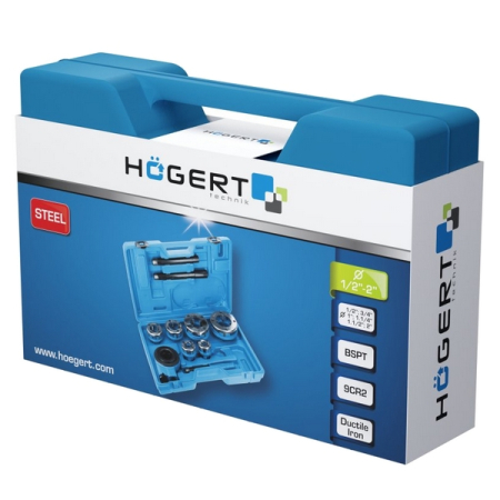 Набор клуппов для нарезания трубной резьбы 1/2"–2" HOEGERT HT1P636