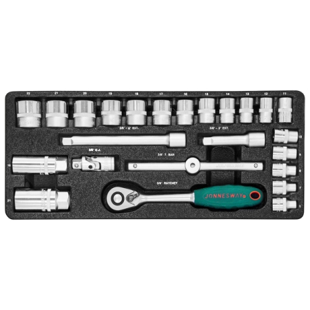 Набор головок торцевых 3/8"DR, 6-22 мм, 25 предметов, Jonnesway S04H3125S