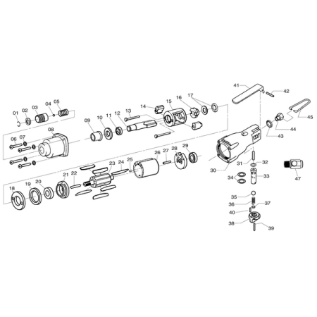 Ремкомплект для пневматического шуруповерта RA-105, держатель бит в сборе (1-5) MIGHTY SEVEN RA-105T48