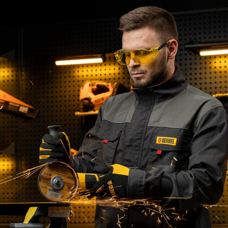 Очки защитные открытые, поликарбонатные, увеличенная желтая линза, DENZEL 89202