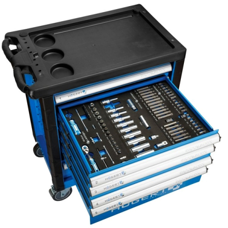 Набор инструментов в тележке, 214 предметов, HOEGERT HT7G056