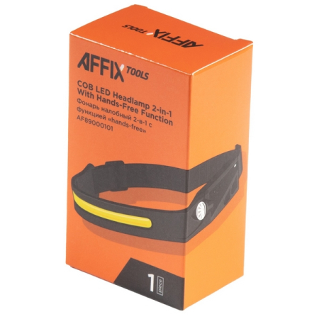 Фонарь светодиодный, налобный, 1+1 элемент, 3,7 В, AFFIX AF89000101