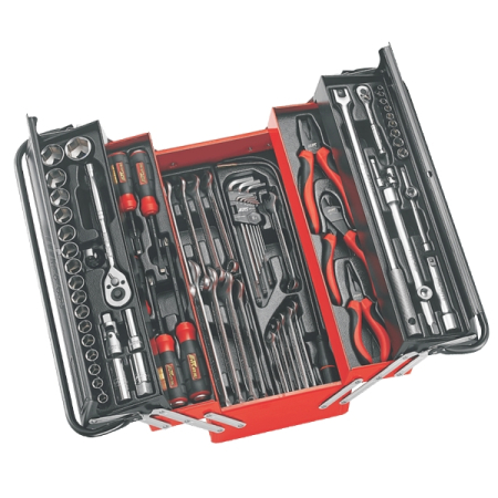 Набор инструментов в переносном ящике, 6 лотков, 76 предметов, JTC-B076