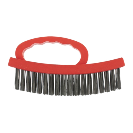 Щетка металлическая зачистная, четырехрядная, плоская, пластиковая с рукояткой, Matrix 74818