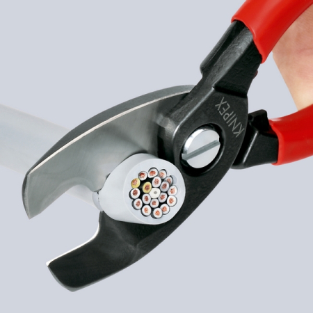 Кабелерез с двойными режущими кромками, 200 мм, фосфатированный, двухкомпонентные ручки, KNIPEX KN-9512200