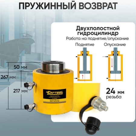 Гидравлический цилиндр двухполостной 200 т Car-Tool CT-T20050