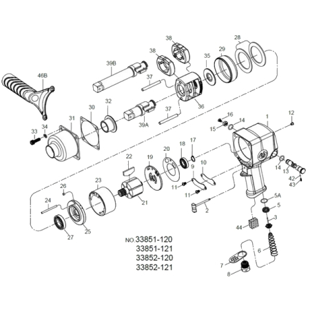 Ремкомплект для гайковертов 33851-120, 33852-120, обойма ротора (цилиндр) KING TONY 33631-C23