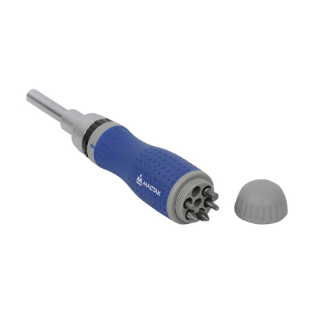 Отвертка трещотка с реверсом и набором из 8 двойных вставок Мастак 049-19B