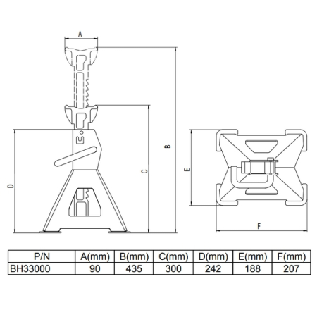 BAHCO BH33000 Подставки под машину, регулируемые, 3 тонны, 2 шт.