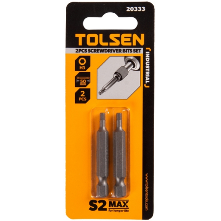 Набор вставок (бит) 1/4", HEX 3 мм, 50 мм, 2 предмета TOLSEN TT20333