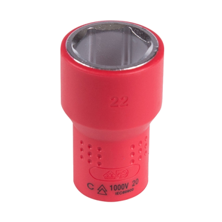 KING TONY 4335VE22M Головка торцевая диэлектрическая шестигранная 1/2”, 22 мм