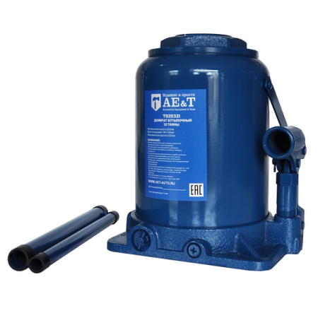 Домкрат бутылочный гидравлический, двухштоковый, 32 т, AE&T T02032i